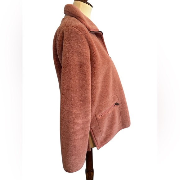 Madewell Dusty Pink Sherpa Pullover Quarter Zip Pullover Zip Pockets Size Small - Picture 2 of 15